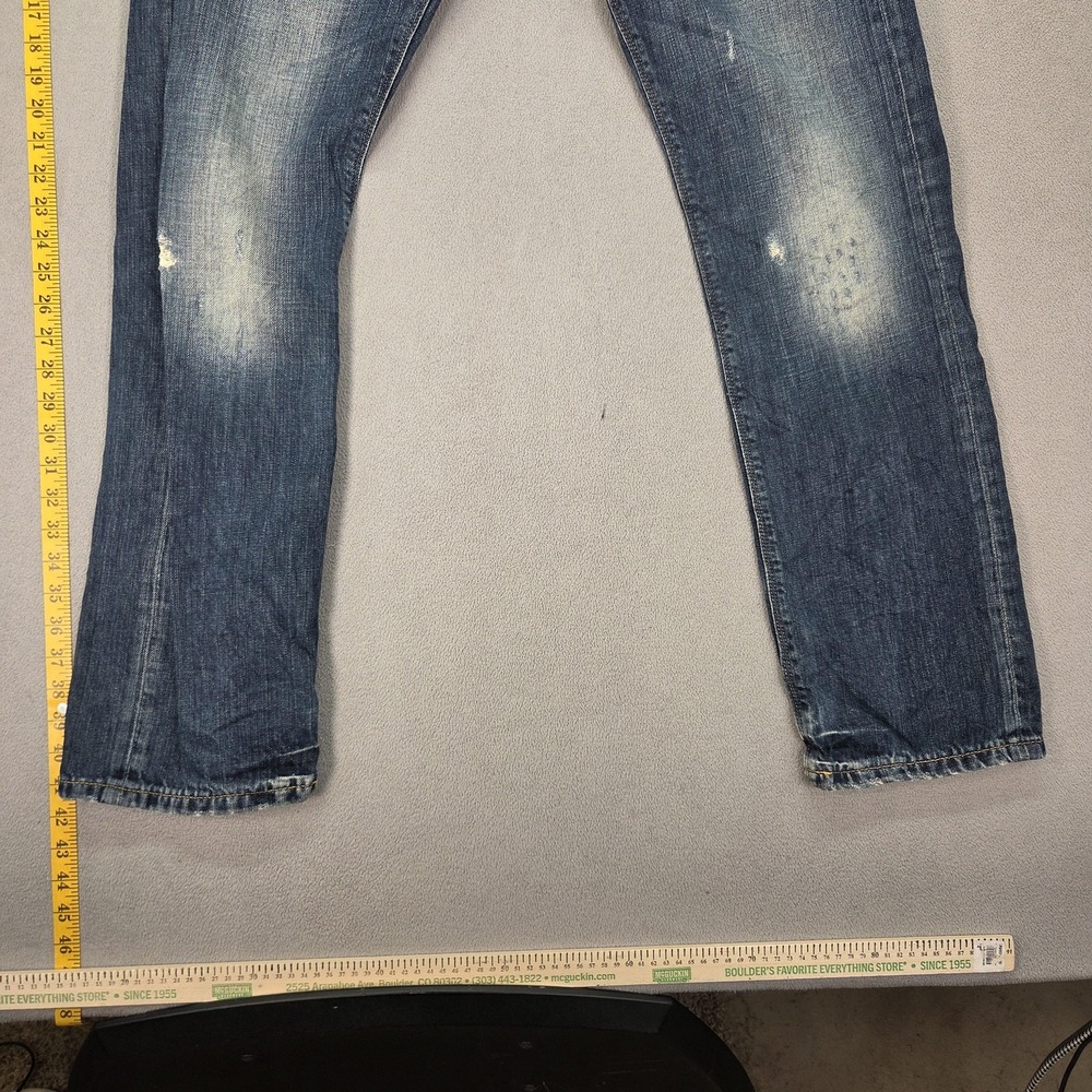 G-Star Raw 3301 Jeans Mens 33x31 Blue Straight Button Fly Faint Stains Denim - Picture 9 of 15